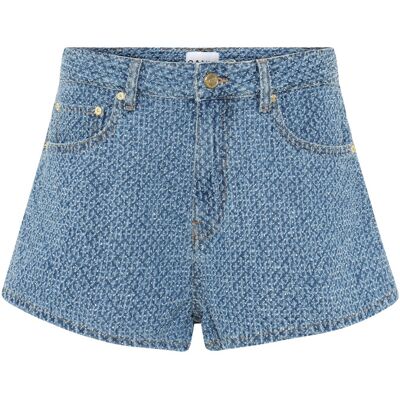 GANNI Fluffy Denim Shorts 27 MID BLUE STONE 27 GANNI Fluffy Denim Shorts 27 MID BLUE STONE 27