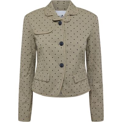 GANNI Flock Check Suiting Blazer 34 TIGER'S EYE 34 GANNI Flock Check Suiting Blazer 34 TIGER'S EYE 34