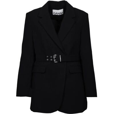 Ganni Bonded Crepe Blazer 34 BLACK 34 Ganni Bonded Crepe Blazer 34 BLACK 34