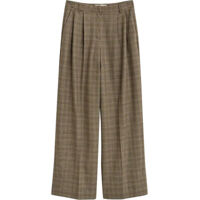 Gant Checked Pleated Wool Blend Pants 40 DEEP BROWN 40 Gant Checked Pleated Wool Blend Pants 40 DEEP BROWN 40