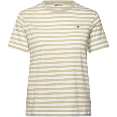 Gant Reg Striped Shield Ss T-Shirt XS COUNTRY BEIGE XS Gant Reg Striped Shield Ss T-Shirt XS COUNTRY BEIGE XS