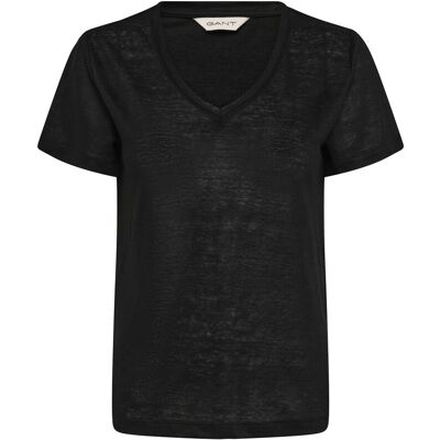 Gant Reg Linen V-Neck Ss T-Shirt XS BLACK XS Gant Reg Linen V-Neck Ss T-Shirt XS BLACK XS