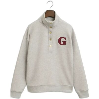 Gant G Badge Half Button Up Sweat XL LIGHT GREY MELANGE XL Gant G Badge Half Button Up Sweat XL LIGHT GREY MELANGE XL