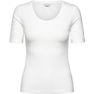 Gant Slim Cot/Ela Ss Scoop Neck Top M WHITE M Gant Slim Cot/Ela Ss Scoop Neck Top M WHITE M