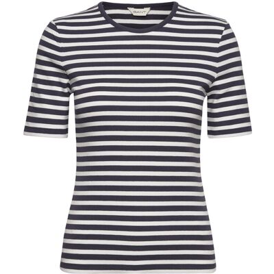 Gant Slim Striped 1X1 Ribbed Ss T-Shirt XL EVENING BLUE XL Gant Slim Striped 1X1 Ribbed Ss T-Shirt XL EVENING BLUE XL