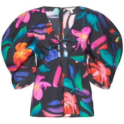 Gant Floral Print Volume Sleeve Blouse 34 EBONY BLACK 34 Gant Floral Print Volume Sleeve Blouse 34 EBONY BLACK 34