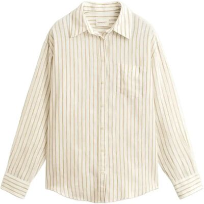 Gant Rel Striped Linen Ls Shirt 34 OAT BEIGE 34 Gant Rel Striped Linen Ls Shirt 34 OAT BEIGE 34