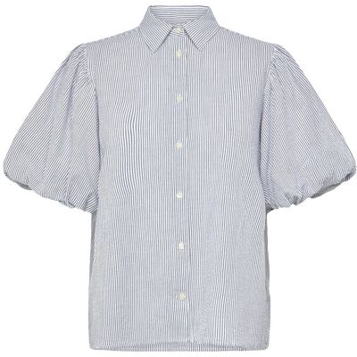 Gant Seersucker Puff Sleeve Blouse 36 EVENING BLUE 36 Gant Seersucker Puff Sleeve Blouse 36 EVENING BLUE 36