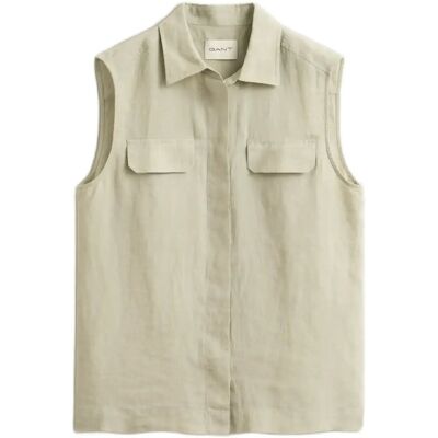 Gant Linen Sleeveless Shirt 38 COUNTRY BEIGE 38 Gant Linen Sleeveless Shirt 38 COUNTRY BEIGE 38