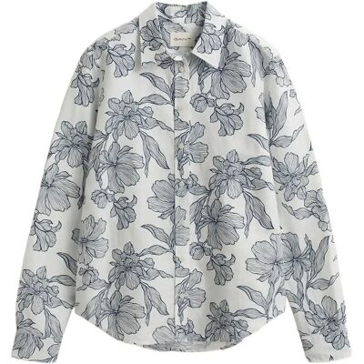 Gant Reg Floral Print Linen Shirt 38 EVENING BLUE 38 Gant Reg Floral Print Linen Shirt 38 EVENING BLUE 38