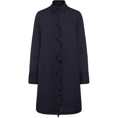 Gant Crepe Viscose Ruffle Shirt Dress 38 EVENING BLUE 38 Gant Crepe Viscose Ruffle Shirt Dress 38 EVENING BLUE 38