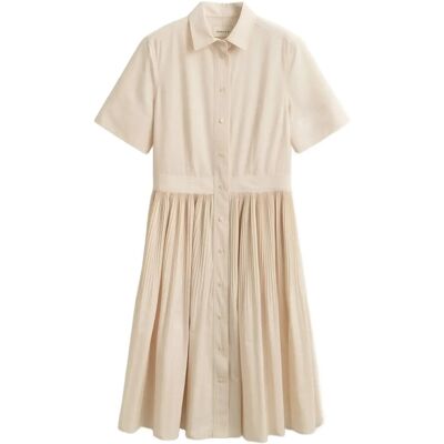 Gant Ctn Pleated Ss Shirt Dress 36 CREAMED WHITE 36 Gant Ctn Pleated Ss Shirt Dress 36 CREAMED WHITE 36