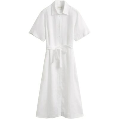 Gant Linen Ss Shirt Dress 36 WHITE 36 Gant Linen Ss Shirt Dress 36 WHITE 36