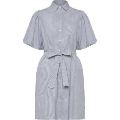 Gant Seersucker Puff Sleeve Dress 42 EVENING BLUE 42 Gant Seersucker Puff Sleeve Dress 42 EVENING BLUE 42
