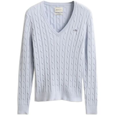 Gant Stretch Cotton Cable V-Neck M LIGHT BLUE M Gant Stretch Cotton Cable V-Neck M LIGHT BLUE M