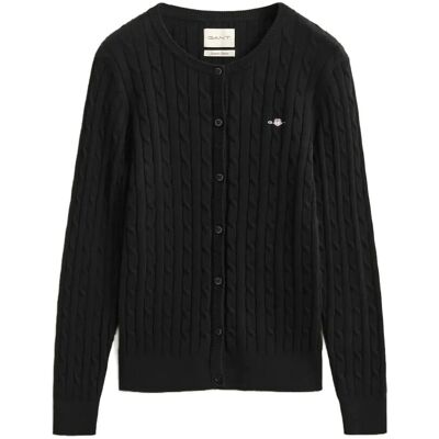 Gant Stretch Cable Knit Cardigan XS BLACK XS Gant Stretch Cable Knit Cardigan XS BLACK XS
