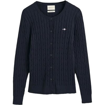 Gant Stretch Cable Knit Cardigan L EVENING BLUE L Gant Stretch Cable Knit Cardigan L EVENING BLUE L