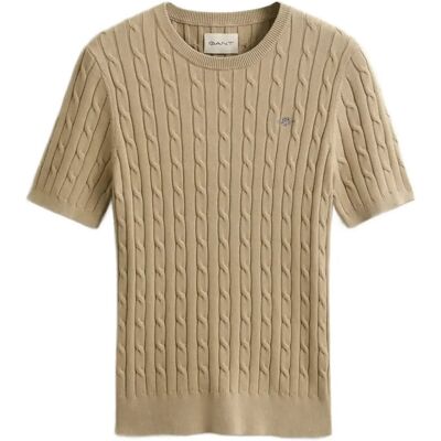Gant Stretch Cable Knit Sweater S OAT BEIGE S Gant Stretch Cable Knit Sweater S OAT BEIGE S