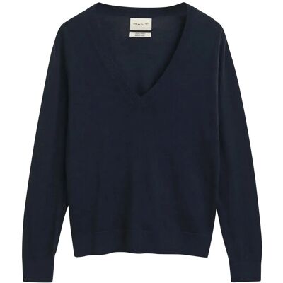 Gant Extrafine Merino Wool V-Neck XS EVENING BLUE XS Gant Extrafine Merino Wool V-Neck XS EVENING BLUE XS
