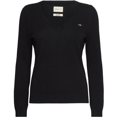 Gant Extrafine Lambswool Blend V-Neck L BLACK L Gant Extrafine Lambswool Blend V-Neck L BLACK L