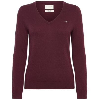 Gant Extrafine Lambswool Blend V-Neck XS PLUM WINE XS Gant Extrafine Lambswool Blend V-Neck XS PLUM WINE XS