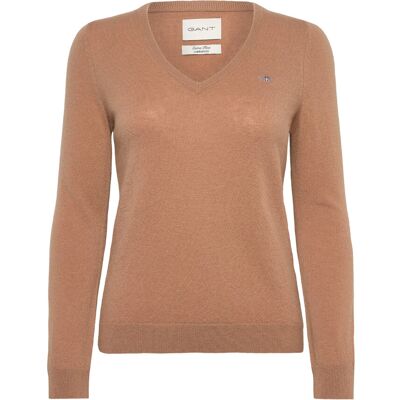 Gant Extrafine Lambswool Blend V-Neck XS WARM KHAKI XS Gant Extrafine Lambswool Blend V-Neck XS WARM KHAKI XS