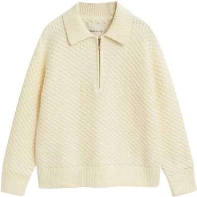 Gant Cotton Texture Half Zip L CREAM L Gant Cotton Texture Half Zip L CREAM L