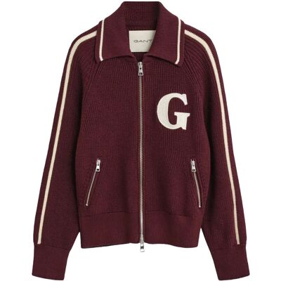 Gant Varsity Zip Cardigan S PLUM WINE S Gant Varsity Zip Cardigan S PLUM WINE S
