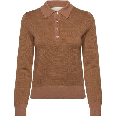 Gant Monogram Knit Polo M WHISKEY BROWN M Gant Monogram Knit Polo M WHISKEY BROWN M