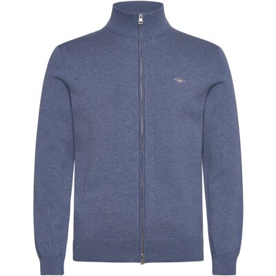 Gant Cotton Knit Zip Cardigan M DENIM BLUE MELANGE M Gant Cotton Knit Zip Cardigan M DENIM BLUE MELANGE M