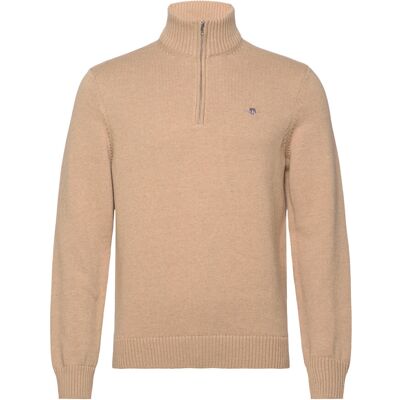 Gant Cotton Knit Half-Zip Sweater XXXL KHAKI MELANGE XXXL Gant Cotton Knit Half-Zip Sweater XXXL KHAKI MELANGE XXXL