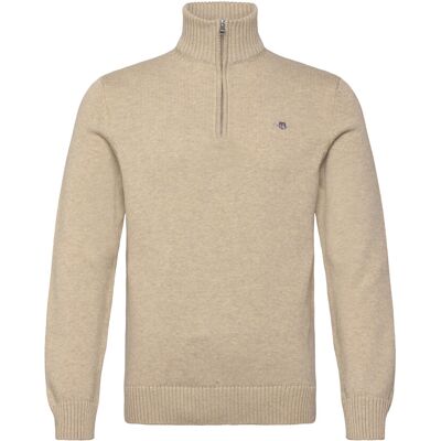 Gant Cotton Knit Half-Zip Sweater XXL OAT MELANGE XXL Gant Cotton Knit Half-Zip Sweater XXL OAT MELANGE XXL