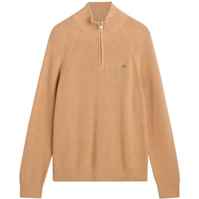 Gant Cotton Wool Rib Half Zip L KHAKI MELANGE L Gant Cotton Wool Rib Half Zip L KHAKI MELANGE L