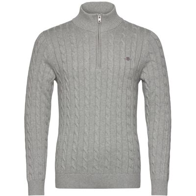 Gant Cable Knit Half-Zip Sweater XXXL GREY MELANGE XXXL Gant Cable Knit Half-Zip Sweater XXXL GREY MELANGE XXXL