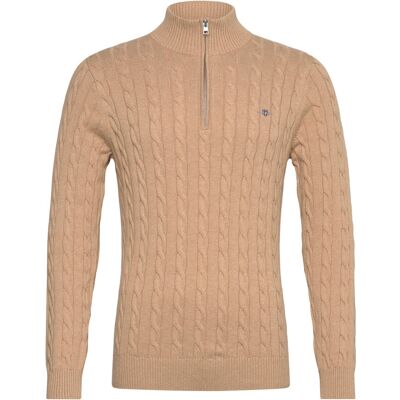 Gant Cable Knit Half-Zip Sweater XXXXL KHAKI MELANGE XXXXL Gant Cable Knit Half-Zip Sweater XXXXL KHAKI MELANGE XXXXL