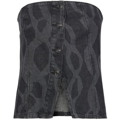 Hosbjerg Mickie Denim Top XS DARK GREY XS Hosbjerg Mickie Denim Top XS DARK GREY XS