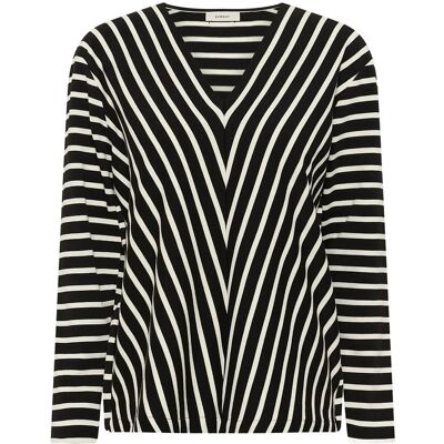 InWear Dellaiw V-Neck T-Shirt S BLACK / WHISPER WHITE STRIPE S InWear Dellaiw V-Neck T-Shirt S BLACK / WHISPER WHITE STRIPE S