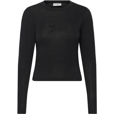 Juicy Couture Slub Knit Ls Ringer T-Shirt XXS BLACK XXS Juicy Couture Slub Knit Ls Ringer T-Shirt XXS BLACK XXS