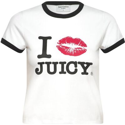 Juicy Couture I ‘Kiss’ Jc Fitted Ringer Tee M WHITE M Juicy Couture I ‘Kiss’ Jc Fitted Ringer Tee M WHITE M