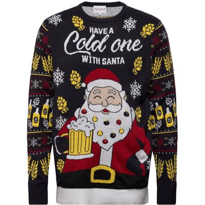 Happy Seasons Have A Cold One With Santa Christmas Jumper XS BLUE XS Happy Seasons Have A Cold One With Santa Christmas Jumper XS BLUE XS