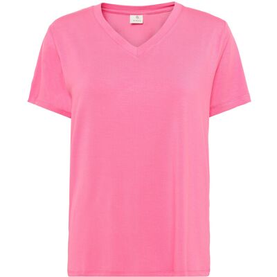 Kaffe Kafrida V-Neck T-Shirt XXL PINK POWER XXL Kaffe Kafrida V-Neck T-Shirt XXL PINK POWER XXL