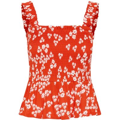 Kaffe Kaamber Smock Top 42 RED/CHALK/RED PETIT FLEUR 42 Kaffe Kaamber Smock Top 42 RED/CHALK/RED PETIT FLEUR 42