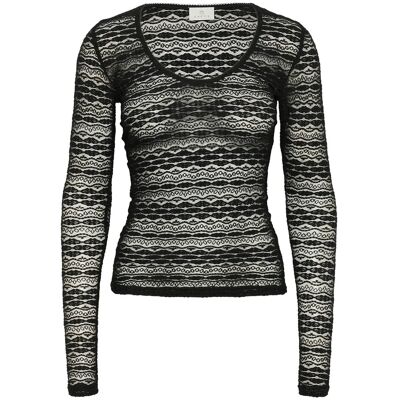Kaffe Kalorinda Ls Lace T-Shirt M BLACK DEEP M Kaffe Kalorinda Ls Lace T-Shirt M BLACK DEEP M