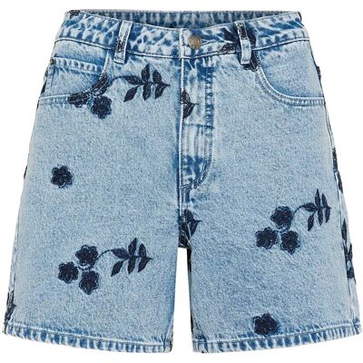 Kaffe Kababena Denim Shorts 42 BLUE DENIM W/ NAVY FLOWER EMB. 42 Kaffe Kababena Denim Shorts 42 BLUE DENIM W/ NAVY FLOWER EMB. 42