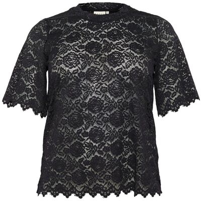 Kaffe Curve Kcjaida Lace T-Shirt S BLACK DEEP S Kaffe Curve Kcjaida Lace T-Shirt S BLACK DEEP S