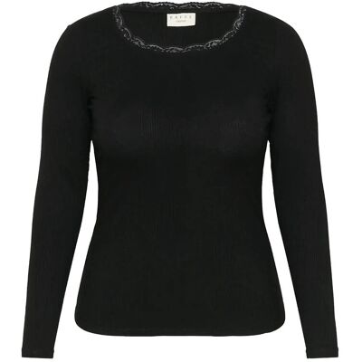 Kaffe Curve Kcomia U-Neck Tee S BLACK DEEP S Kaffe Curve Kcomia U-Neck Tee S BLACK DEEP S