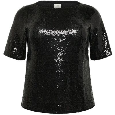 Kaffe Curve Kcmirana Sequin Blouse L BLACK DEEP L Kaffe Curve Kcmirana Sequin Blouse L BLACK DEEP L
