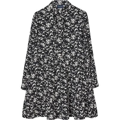 Lexington Clothing Printed Frill Tunic Dress S BLACK/WHITE PRINT S Lexington Clothing Printed Frill Tunic Dress S BLACK/WHITE PRINT S