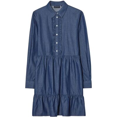 Lexington Clothing Denim Frill Tunic Dress L MEDIUM BLUE DENIM L Lexington Clothing Denim Frill Tunic Dress L MEDIUM BLUE DENIM L