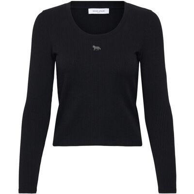 Maison Kitsune Ribbed Baby Fox Long Sleeve Tee-Shirt L BLACK L Maison Kitsune Ribbed Baby Fox Long Sleeve Tee-Shirt L BLACK L